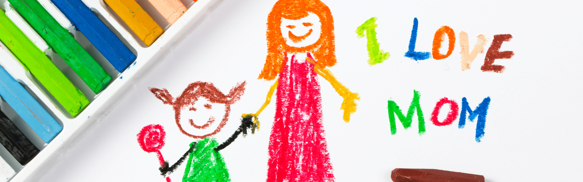 Kid's drawing of little girl and her mom