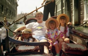 MilKid - Sarah and her family on a gondola ride in Venice, Italy
